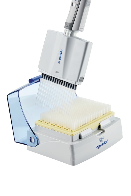 Eppendorf 16- and 24-channel pipette options and epT.I.P.S. 384® pipette tip box