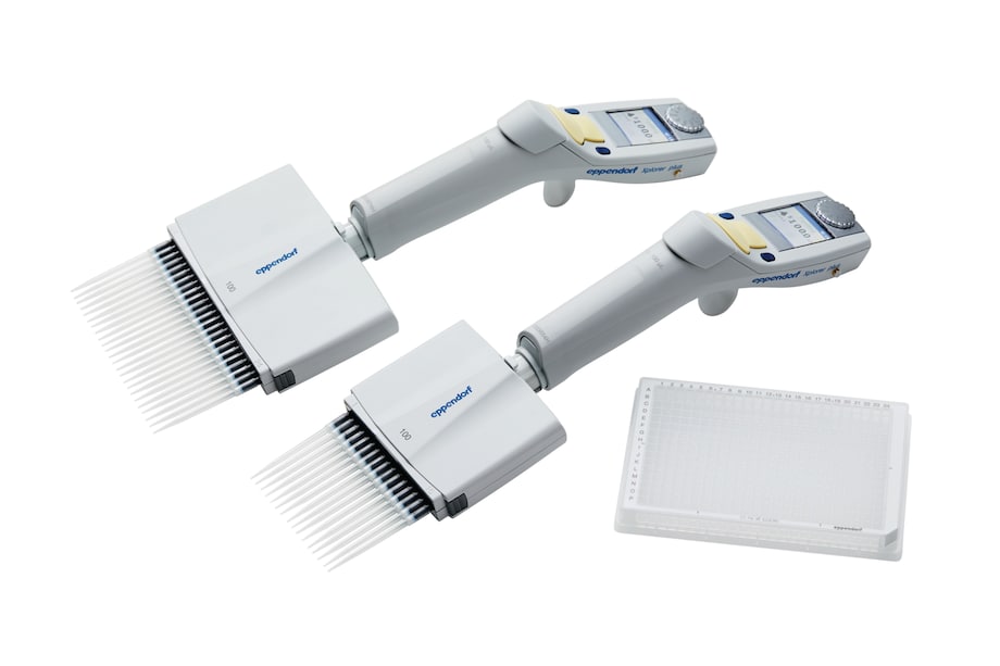 Eppendorf Xplorer® plus 16 and 24-channel electronic pipettes are ideal to fill 384-well plates Eppendorf Xplorer® plus 16 and 24-channel electronic pipettes are ideal to fill 384-well plates