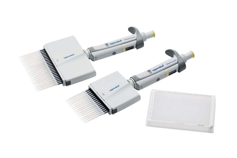 Eppendorf Research® plus 16 and 24-channel mechanical pipettes and 384-well plate Eppendorf Research® plus 16 and 24-channel mechanical pipettes and 384-well plate