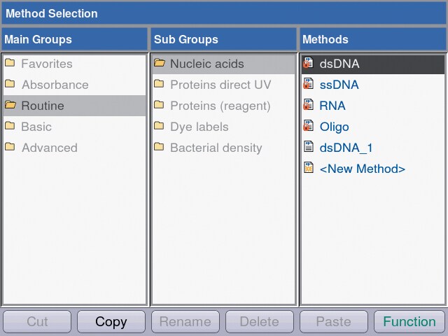 BioSpectrometer screenshot method selection BioSpectrometer screenshot method selection