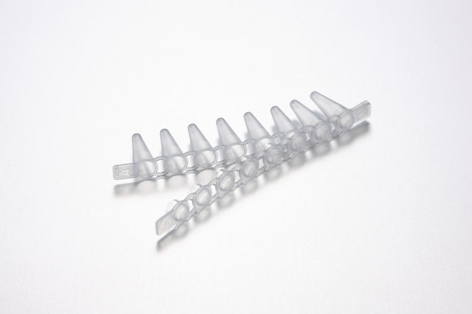 A strip of PCR tubes with a caps strip A strip of PCR tubes with a caps strip