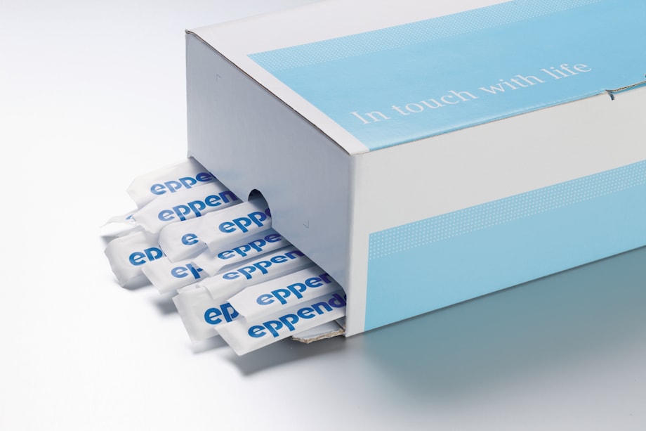 Individually wrapped Eppendorf serological pipettes in a robust dispenser Individually wrapped Eppendorf serological pipettes in a robust dispenser