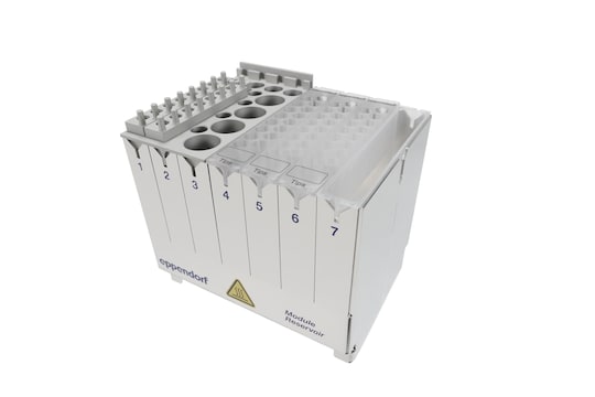 A flexible Reservoir Rack enables storage of tips together with consumables and reagents in epMotion liquid handling robots