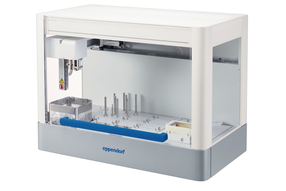 epMotion 5075vt, empty epMotion 5075vt liquid handler with empty deck