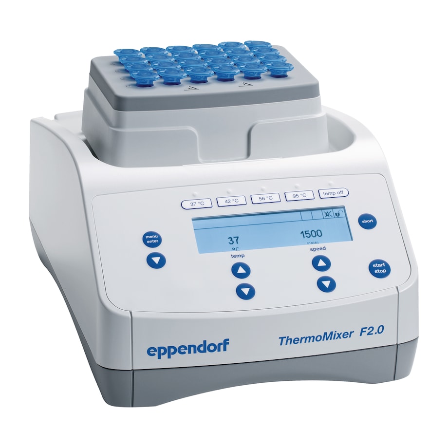 Eppendorf ThermoMixer F2.0 avec récipients Eppendorf ThermoMixer F2.0 with vessels for convenient sample handling