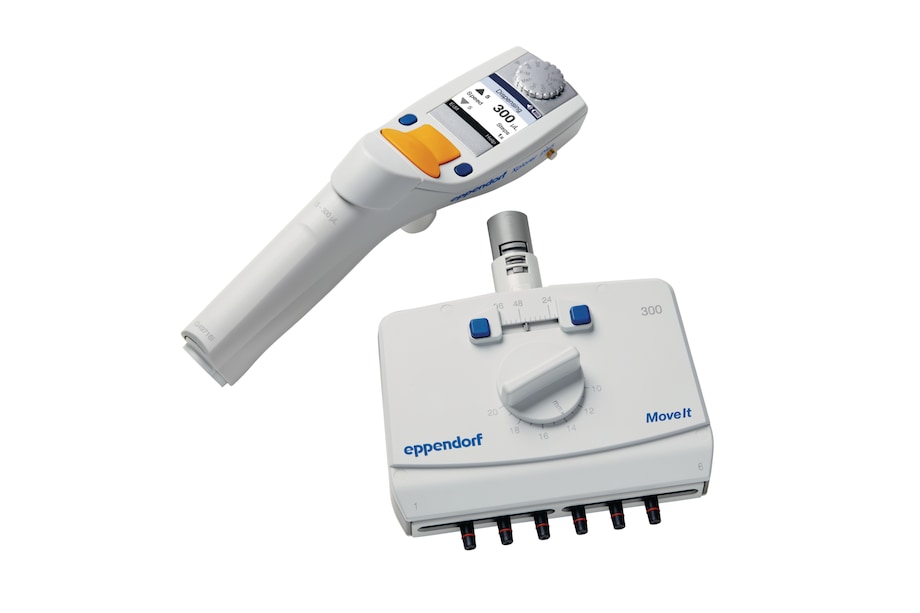 Eppendorf Xplorer® plus Move It® electronic pipette with 6 adjustable channels Eppendorf Xplorer® plus Move It® electronic pipette with 6 adjustable channels