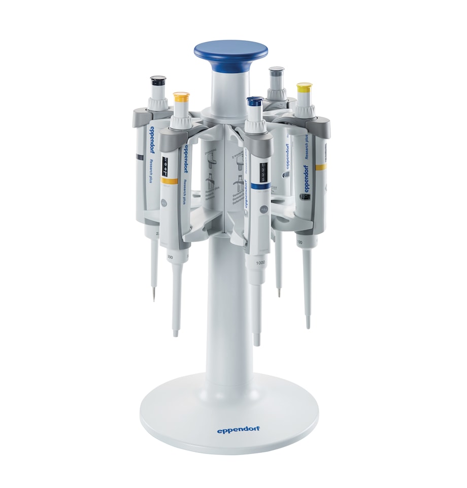 The Pipette Carousel 2 carries up to six Eppendorf Research® plus pipettes The Pipette Carousel 2 carries up to six Eppendorf Research® plus pipettes