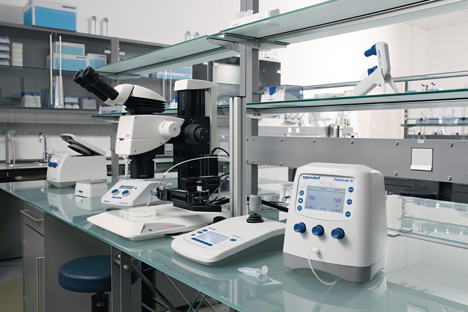 workstation with FemtoJet 4i lab fish, embryo injection Leica workstation with FemtoJet 4i, lab fish embryo injection Leica