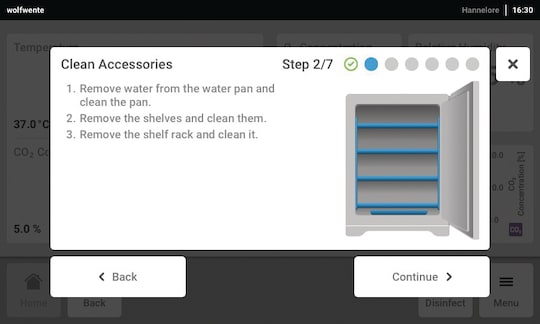 Standardized cleaning of your cell culture incubator CellXpert® C170i is made easy with an illustrated step-by-step guide