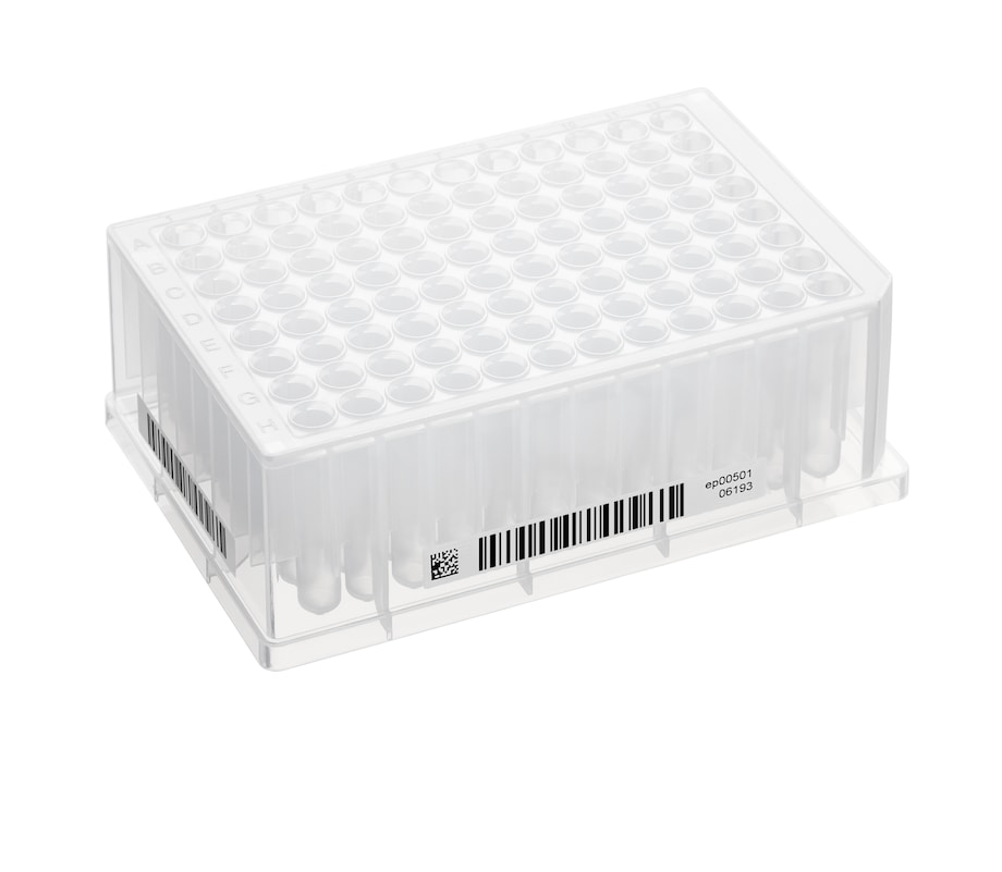 Eppendorf DWP 1,000 µL with SafeCode: The product Barcoded Eppendorf DWP 1,000 µL with SafeCode for high-throughput sample handling and longterm storage within ULT freezer