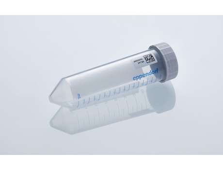 50 mL conical tube with Eppendorf SafeCode barcode label to ensure safe sample identification