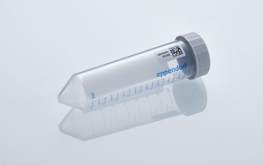 50 mL conical tube with Eppendorf SafeCode barcode label to ensure safe sample identification