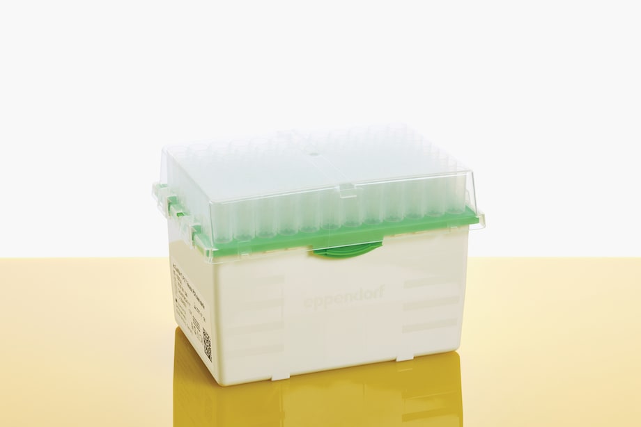 epTIPS BioBased sterile Reload 1250µL green, yellow background