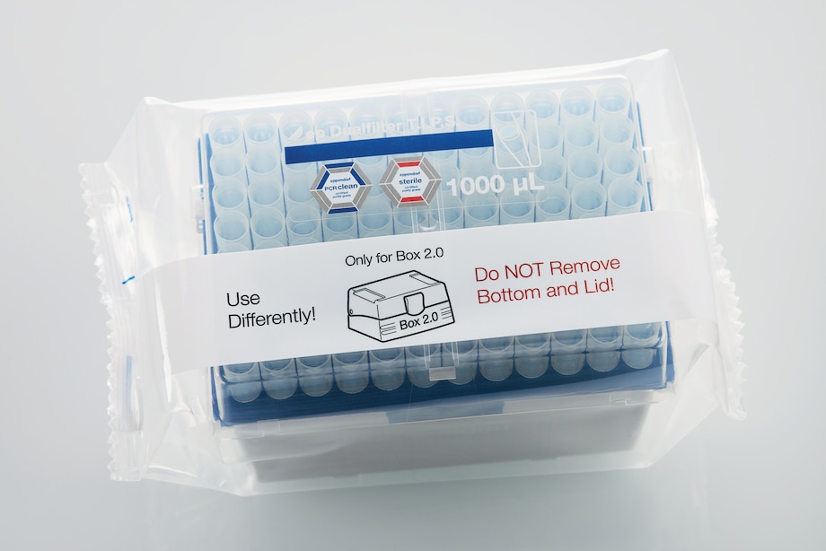 Eppendorf biobased tips: Sterile reload system for 1,000 µL tips