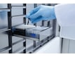 Eppendorf CryoStorage Vial with barcode and data matrix code for safe sample identification is taken out of ULT freezer