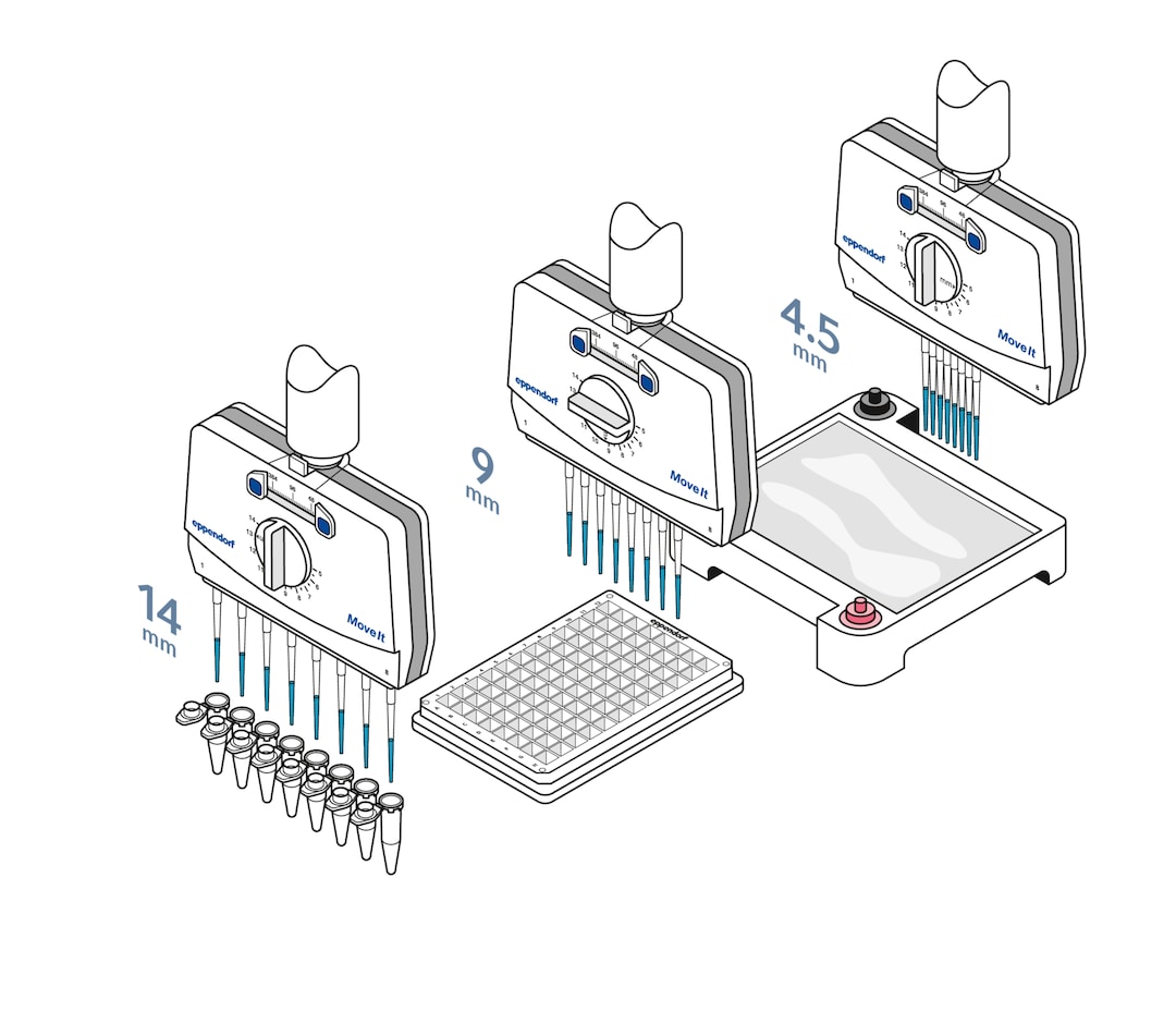 Illustration highlighting the transfer of samples from tubes to a 96-well plate or agarose gel