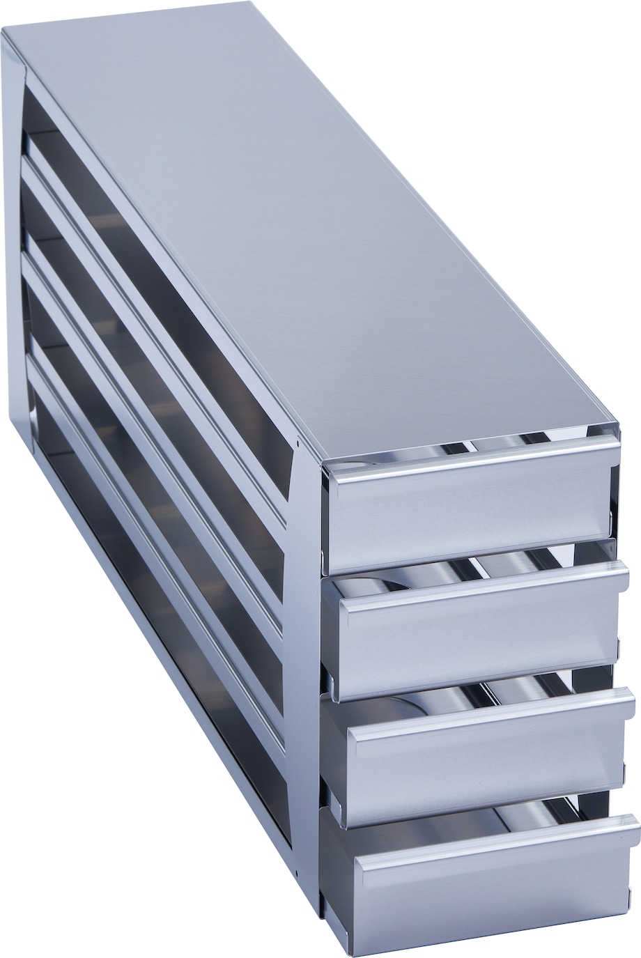 Steel rack_Drawer_5-comp_2.0in (6001022210) Metal drawer rack for (2.0 in/ 53 mm) storage boxes in Eppendorf ULT freezer (5-compartment) - (6001022210)