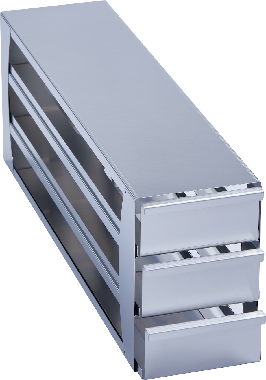 Eppendorf ULT freezer racks: Drawer Metal drawer rack for (2.5 in/ 64 mm) storage boxes in Eppendorf ULT freezer (5-compartment) - (6001022910)