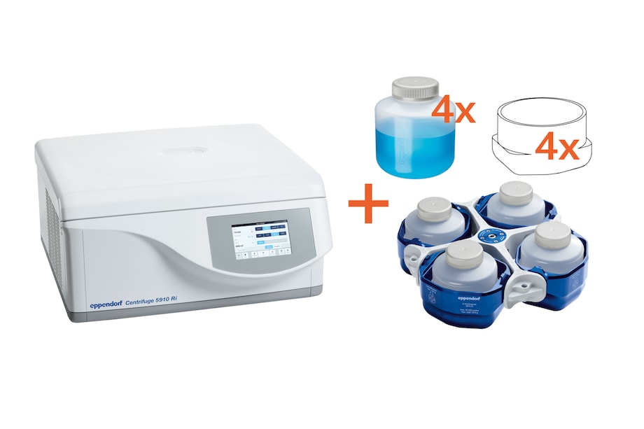 Centrifuge 5910 Ri withRotor S-4xUniversal, adapters and 1 L bottles Big Volume Harvesting Solution