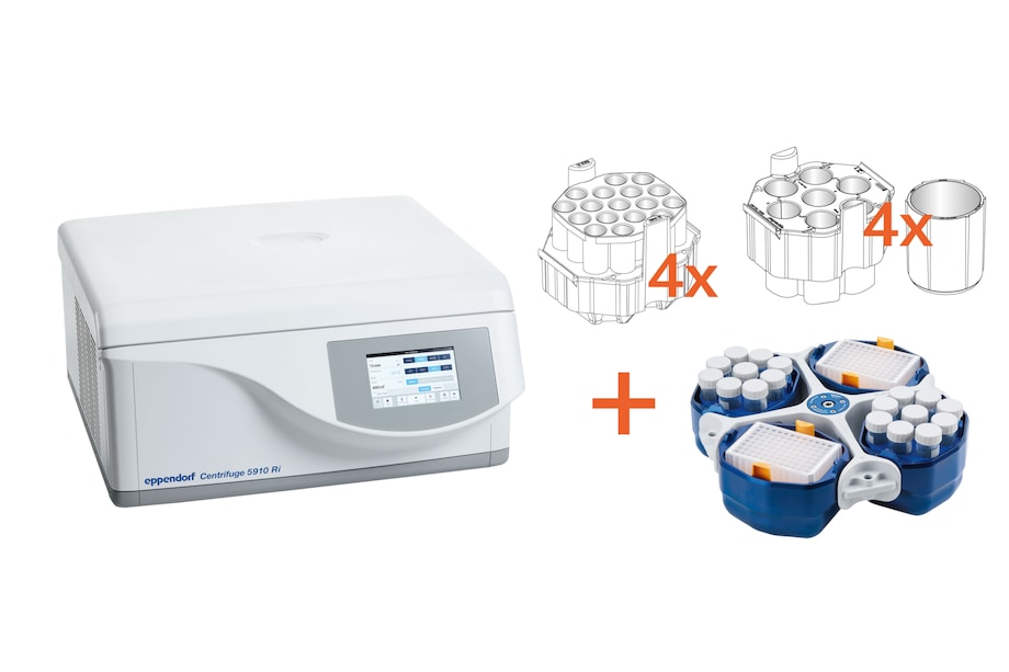 Centrifuge 5910 Ri withRotor S-4xUniversal and adapters Versatility Solution
