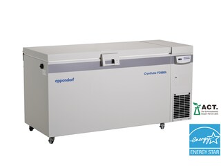 Eppendorf CryoCube_SUP__REG__/SUP__FC660h chest ULT freezer with ENERGY STAR_SUP__REG__/SUP_ certification logo and ACT certification by My Green Lab