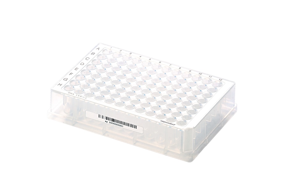 Placa Eppendorf LoBind® com código de barras em formato de poço profundo Placa Eppendorf LoBind® com código de barras em formato de poço profundo