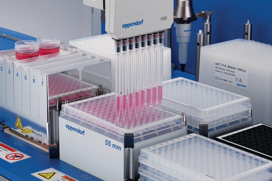 Eppendorf Microplate in an automated liquid handling instrument Eppendorf Microplate in an automated liquid handling instrument
